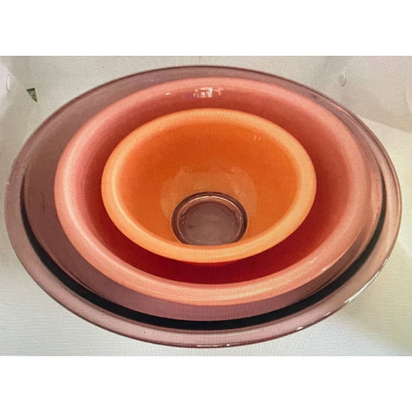 Pyrex Corning Ware Glass Autumn Nesting Bowl Set of 3 - Picture 2 of 4